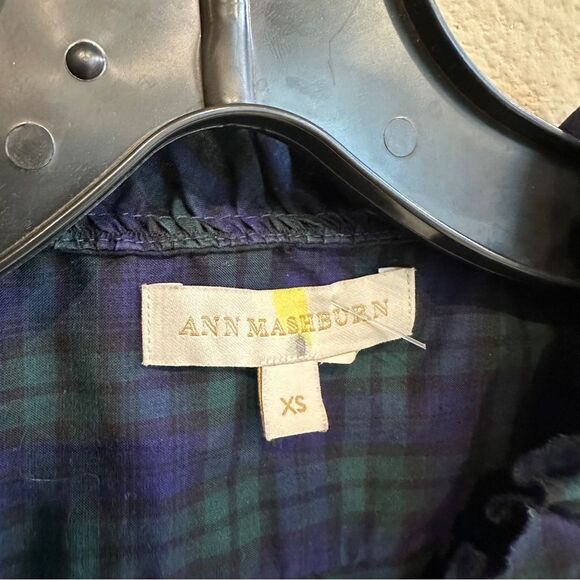 ANN MASHBURN | XS | Blue and Green Plaid Shirt tartan button up down casual top - Picture 3 of 7